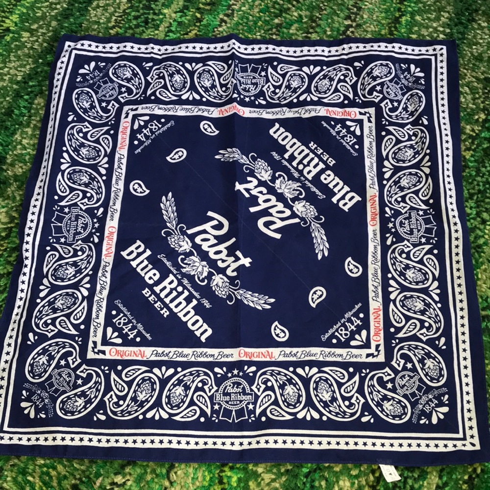Pabst Blue Ribbon Navy Pocket Square 16”
